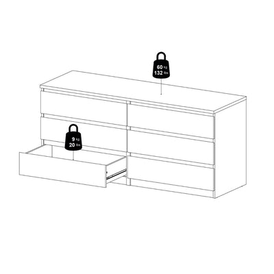 Naia Wide Chest of 6 Drawers (3+3) in Cashmere Jackson Hickory – FTG, view 10
