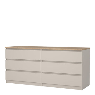Naia Wide Chest of 6 Drawers (3+3) in Cashmere Jackson Hickory – FTG, view 4