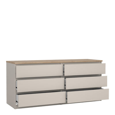 Naia Wide Chest of 6 Drawers (3+3) in Cashmere Jackson Hickory – FTG, view 3