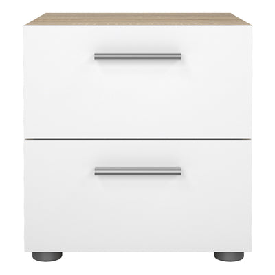 Pepe Bedside 2 Drawers in Oak with White High Gloss – FTG, view 2