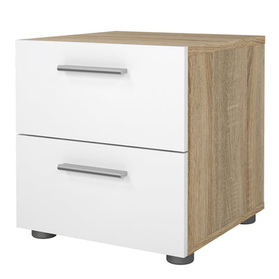 Pepe Bedside 2 Drawers in Oak with White High Gloss – FTG, view 3