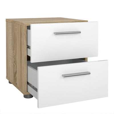 Pepe Bedside 2 Drawers in Oak with White High Gloss – FTG, view 4