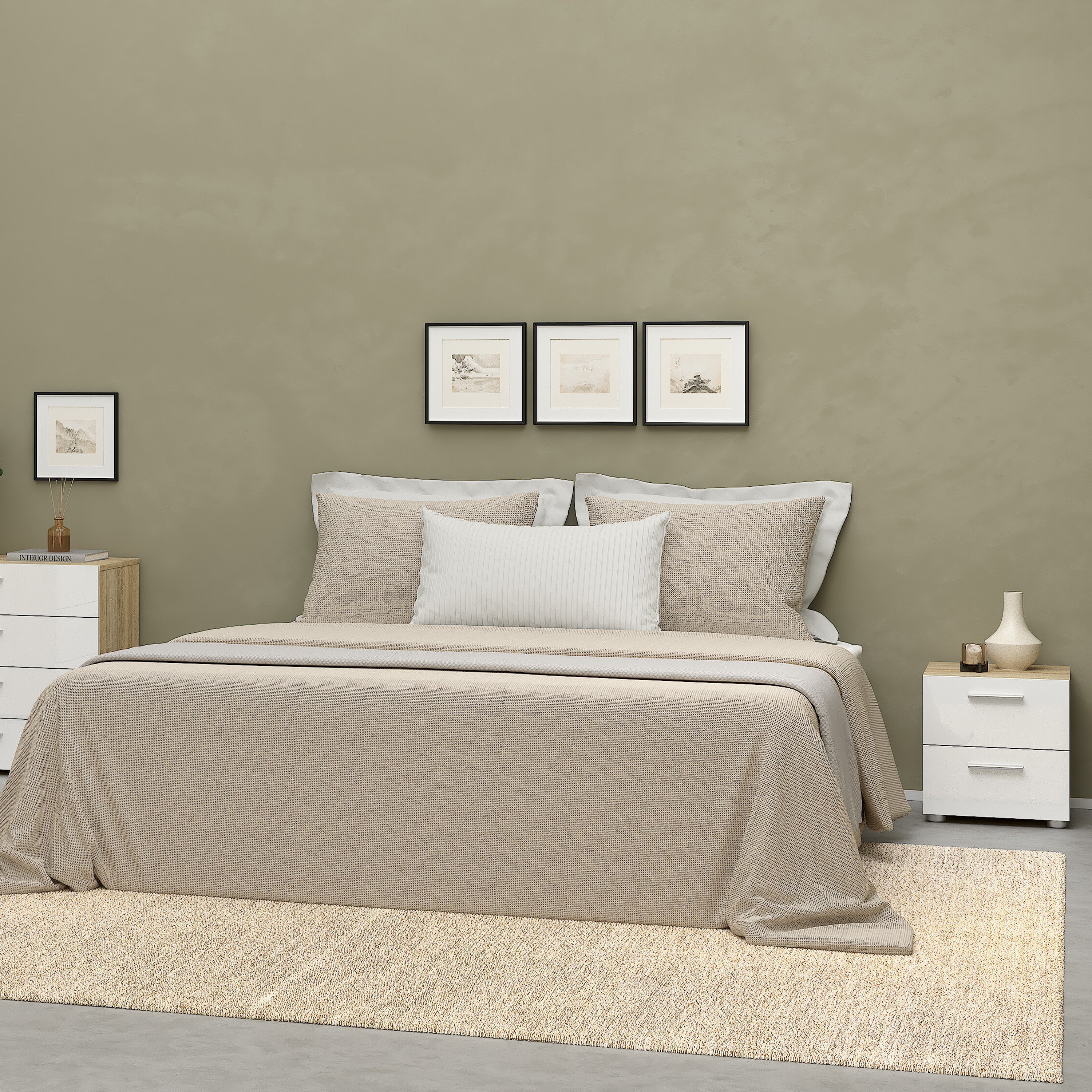 Pepe Bedside 2 Drawers in Oak with White High Gloss – FTG, view 5