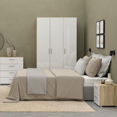 Pepe Bedside 2 Drawers in Oak with White High Gloss – FTG, view 6