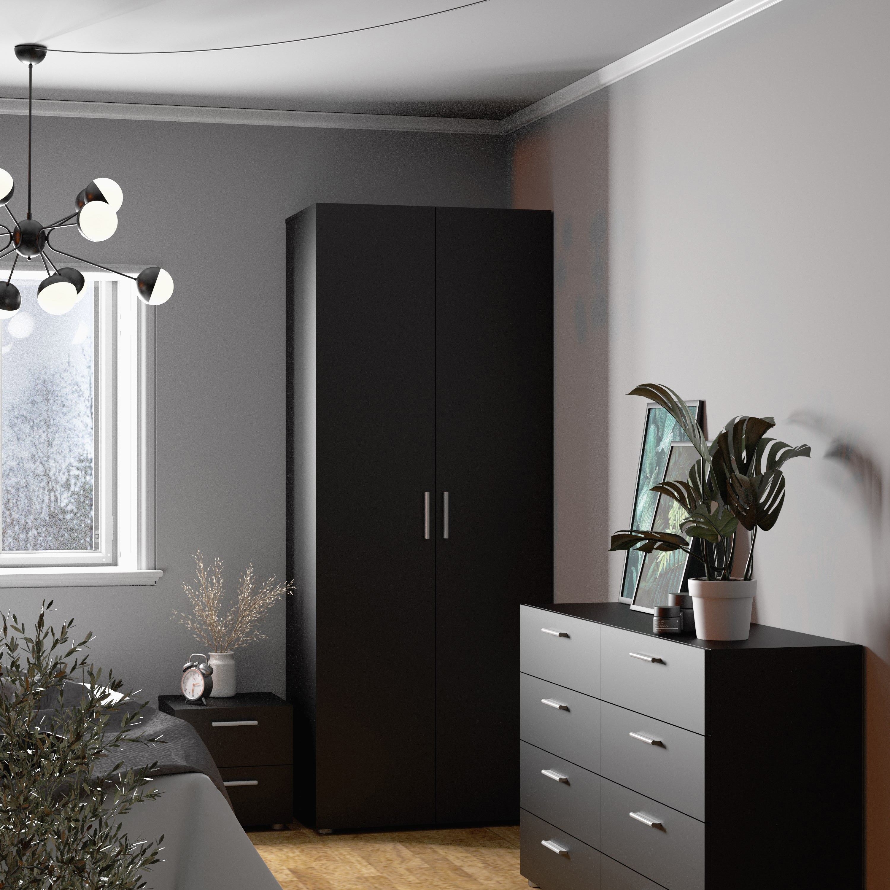 Pepe Bedside 2 Drawers in Black – FTG, view 6