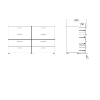 Pepe Wide Chest of 8 Drawers (4+4) in Walnut – FTG, view 10