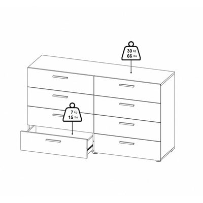 Pepe Wide Chest of 8 Drawers in Black – FTG, view 13