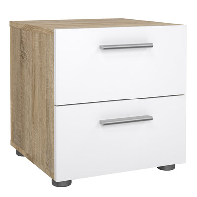 Pepe Bedside 2 Drawers in Oak structure/White High Gloss – FTG