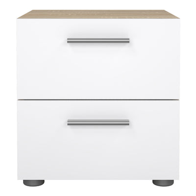 Pepe Bedside 2 Drawers in Oak structure/White High Gloss – FTG, view 2