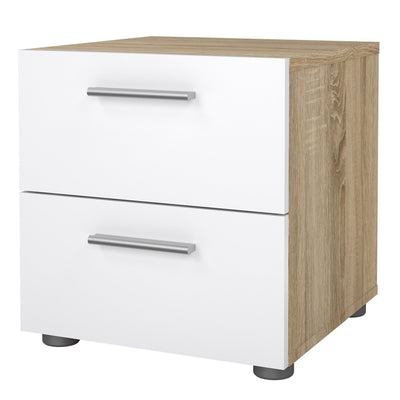 Pepe Bedside 2 Drawers in Oak structure/White High Gloss – FTG, view 3