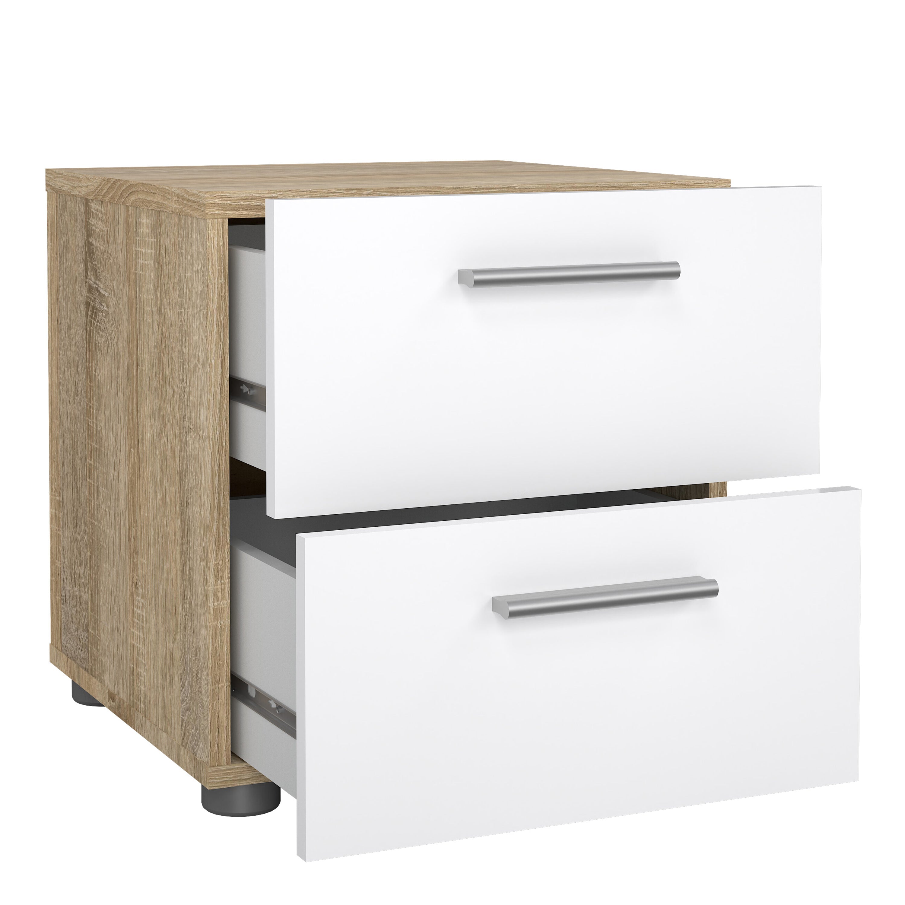 Pepe Bedside 2 Drawers in Oak structure/White High Gloss – FTG, view 4