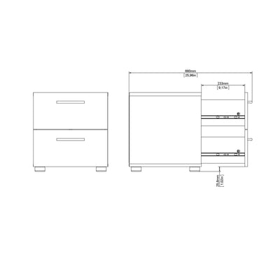 Pepe Bedside 2 Drawers in Oak structure/White High Gloss – FTG, view 9