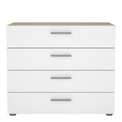 Pepe Chest of 4 Drawers in Oak with White High Gloss – FTG, view 2
