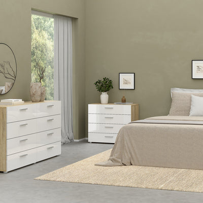 Pepe Chest of 4 Drawers in Oak with White High Gloss – FTG, view 5