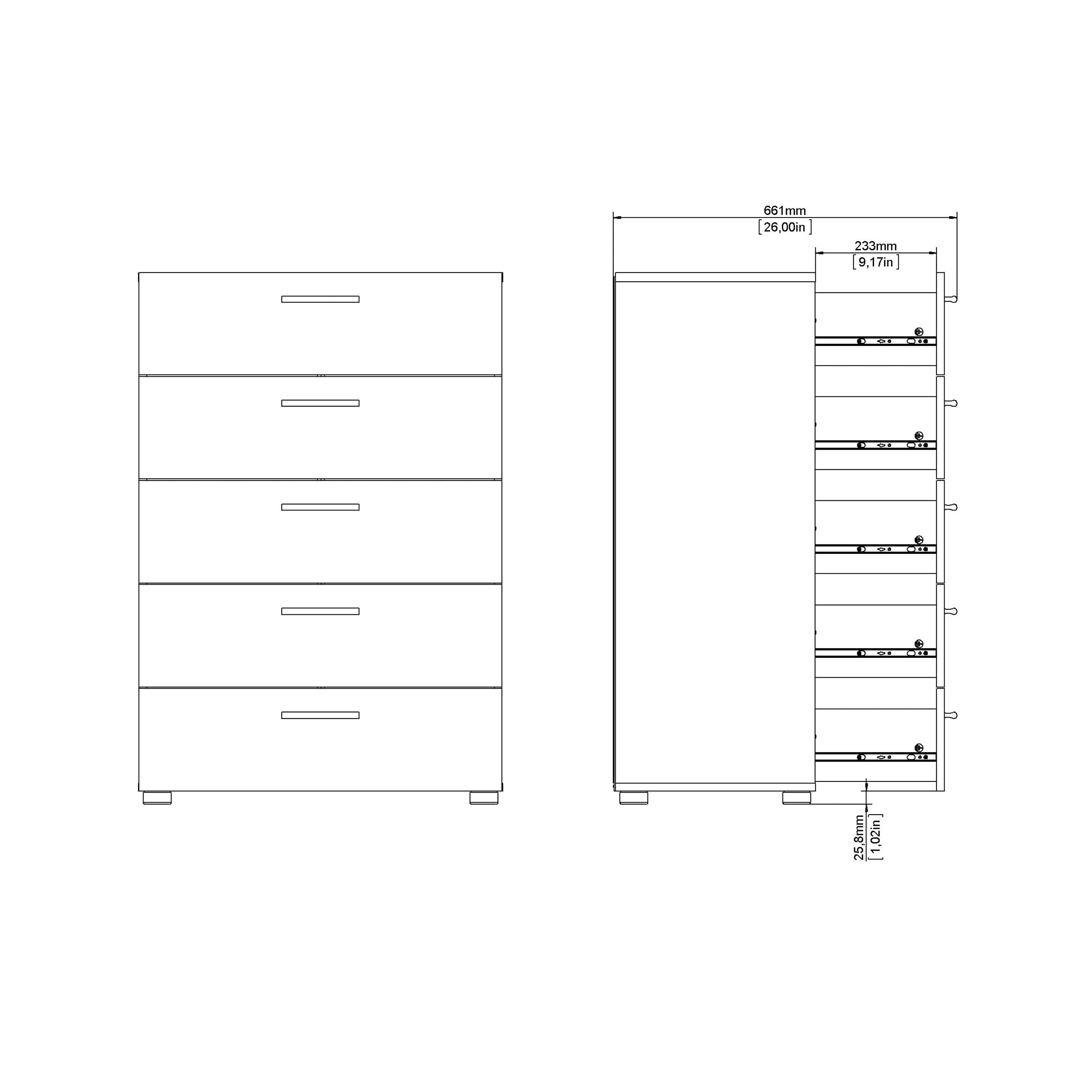 Pepe Chest of 5 Drawers in Oak with White High Gloss – FTG, view 9