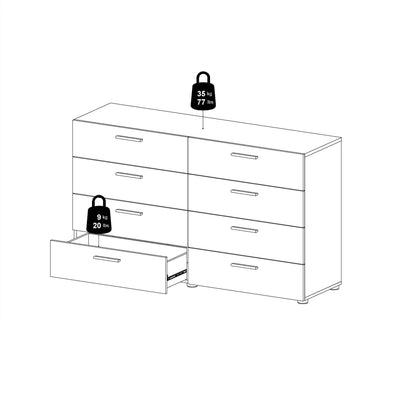 Pepe Wide Chest of 8 Drawers (4+4) in Oak structure/White High Gloss – FTG, view 10