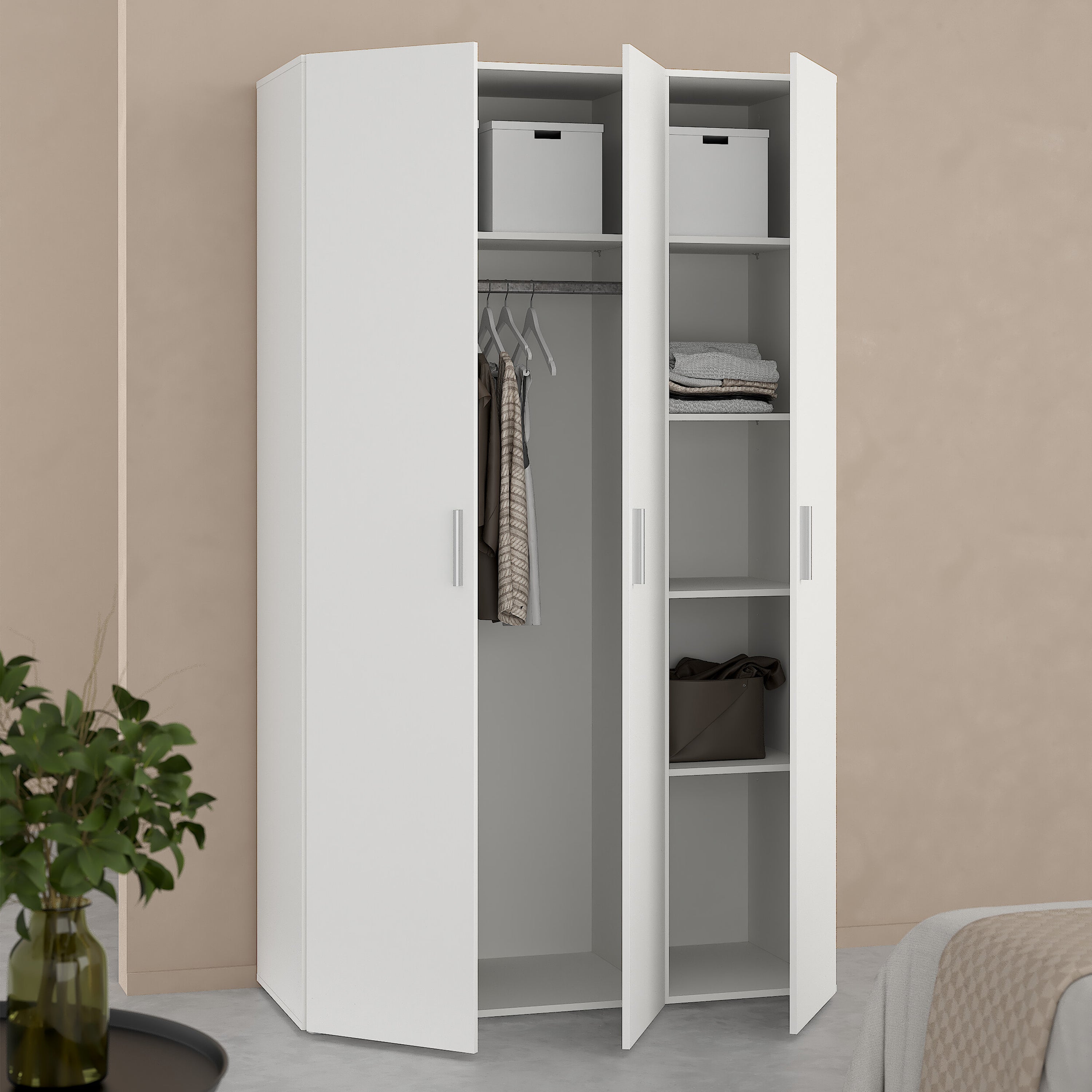 Pepe Wardrobe with 3 Doors in White – FTG, view 7