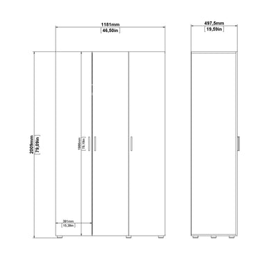 Pepe Wardrobe with 3 Doors in Oak with White High Gloss – FTG, view 10