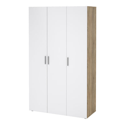 Pepe Wardrobe with 3 Doors in Oak with White High Gloss – FTG, view 3