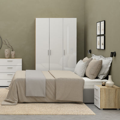 Pepe Wardrobe with 3 Doors in Oak with White High Gloss – FTG, view 5