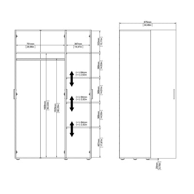 Pepe Wardrobe with 3 Doors in Black – FTG, view 11