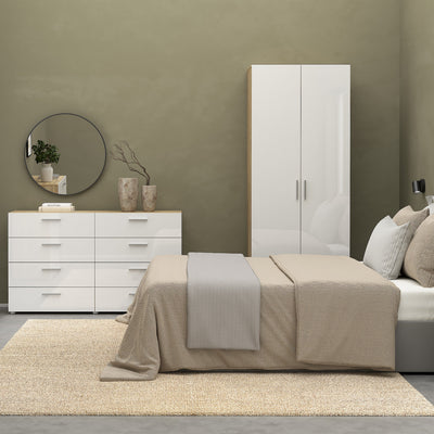 Pepe Wardrobe with 2 Doors in Oak with White High Gloss – FTG, view 5