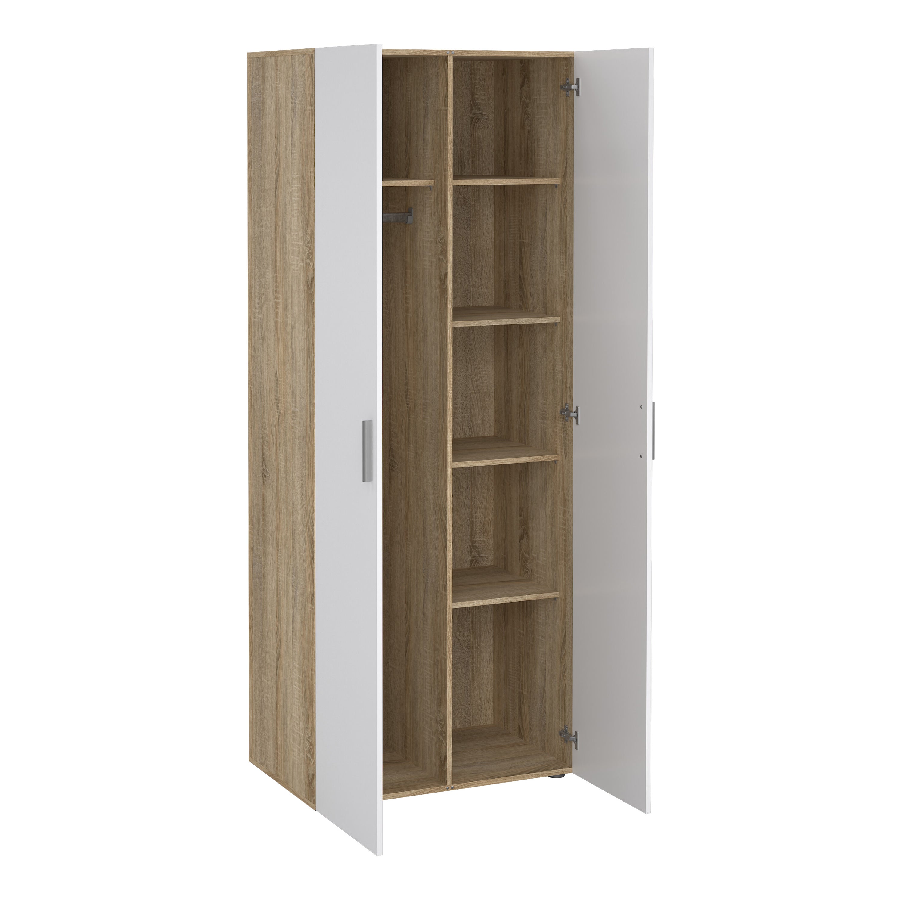 Pepe Package - Bedside 2 Drawers + Chest of 4 Drawers + Wardrobe with 2 Doors in Oak with White High Gloss – FTG, view 10