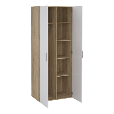 Pepe Package - Bedside 2 Drawers + Chest of 4 Drawers + Wardrobe with 2 Doors in Oak with White High Gloss – FTG, view 10