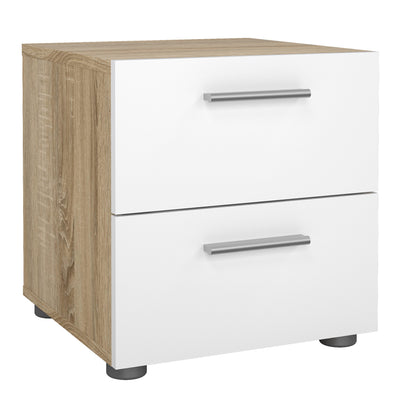 Pepe Package - Bedside 2 Drawers + Chest of 4 Drawers + Wardrobe with 2 Doors in Oak with White High Gloss – FTG, view 2