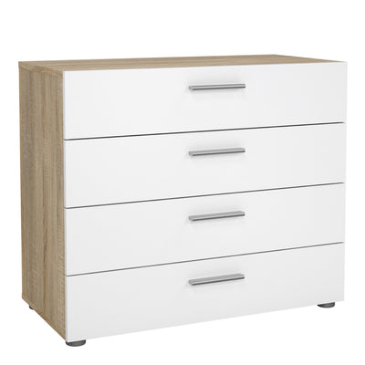 Pepe Package - Bedside 2 Drawers + Chest of 4 Drawers + Wardrobe with 2 Doors in Oak with White High Gloss – FTG, view 6