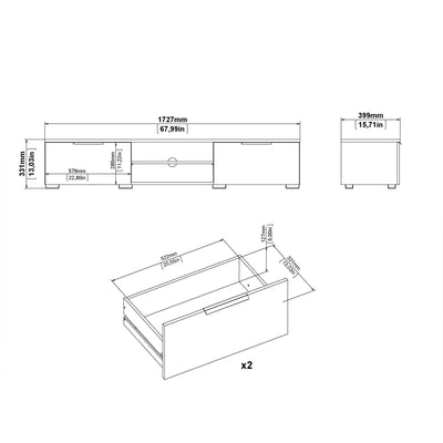 Match TV Unit 2 Drawers 2 Shelf in Truffle Oak – FTG, view 11