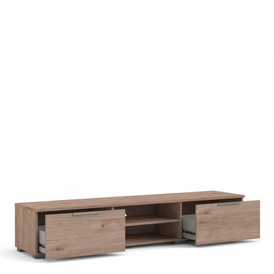 Match TV Unit 2 Drawers 2 Shelf in Jackson Hickory Oak – FTG, view 4