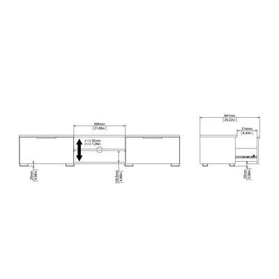 Match TV Unit 2 Drawers 2 Shelf in White High Gloss – FTG, view 12