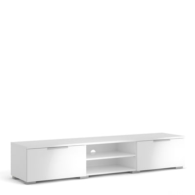 Match TV Unit 2 Drawers 2 Shelf in White High Gloss – FTG