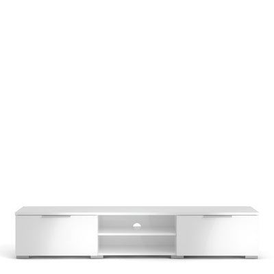 Match TV Unit 2 Drawers 2 Shelf in White High Gloss – FTG, view 2