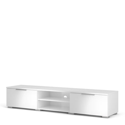 Match TV Unit 2 Drawers 2 Shelf in White High Gloss – FTG, view 3