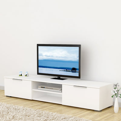 Match TV Unit 2 Drawers 2 Shelf in White High Gloss – FTG, view 7
