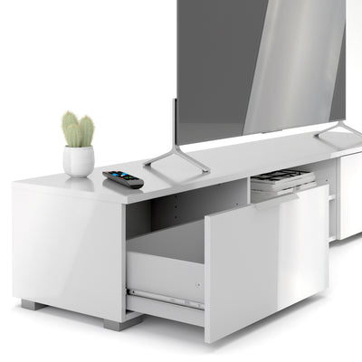 Match TV Unit 2 Drawers 2 Shelf in White High Gloss – FTG, view 9