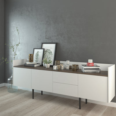 Unit Sideboard 2 Drawers 3 Doors in White and Walnut – FTG, view 5