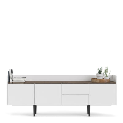 Unit Sideboard 2 Drawers 3 Doors in White and Walnut – FTG, view 8