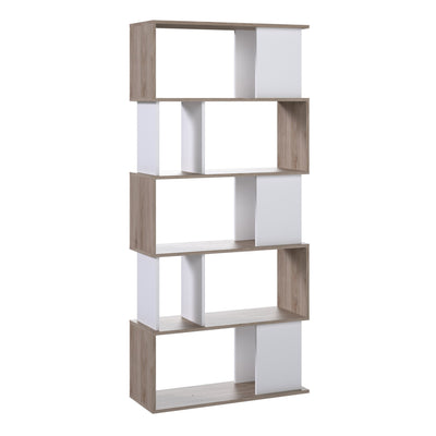 Maze Open Bookcase 4 Shelves in Jackson Hickory Oak and White – FTG