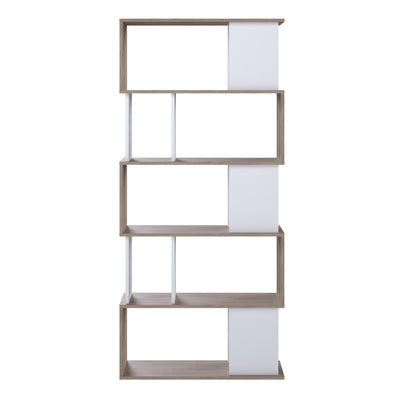 Maze Open Bookcase 4 Shelves in Jackson Hickory Oak and White – FTG, view 2