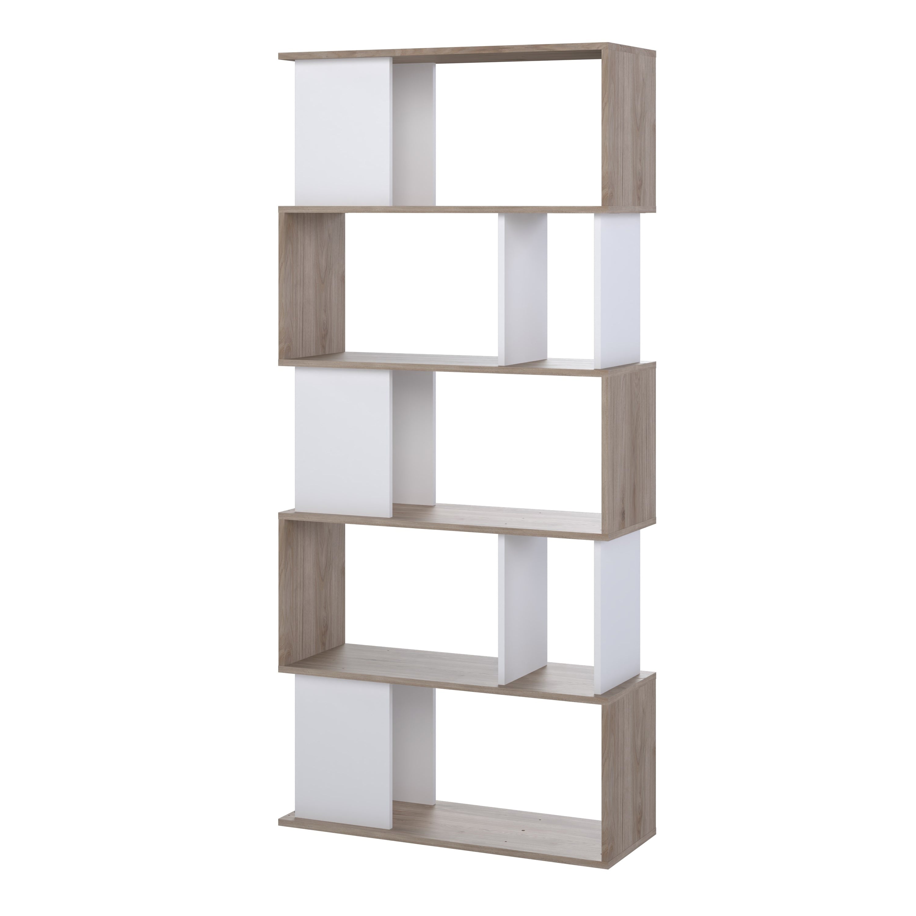 Maze Open Bookcase 4 Shelves in Jackson Hickory Oak and White – FTG, view 4