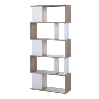 Maze Open Bookcase 4 Shelves in Jackson Hickory Oak and White – FTG, view 4