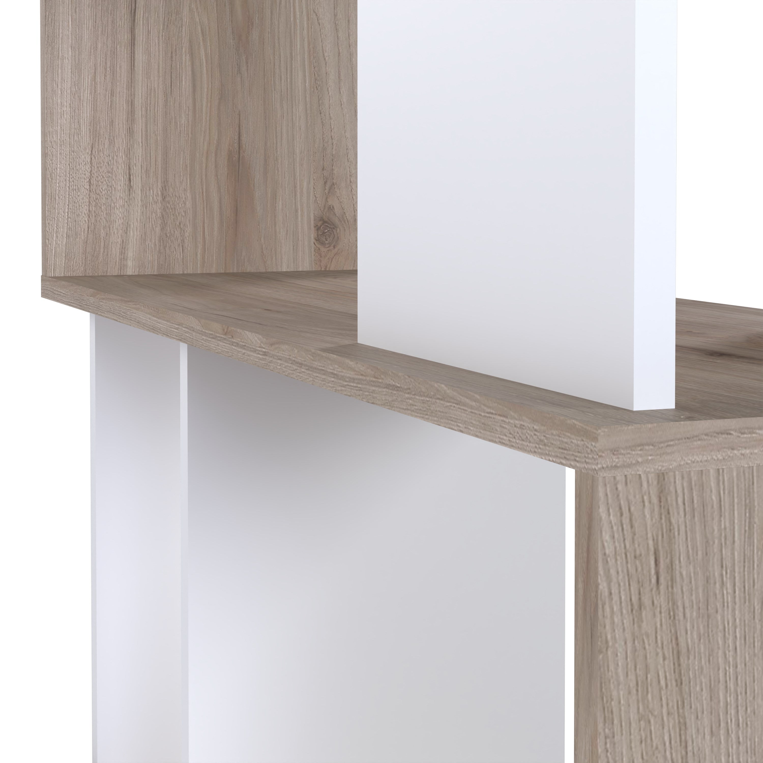Maze Open Bookcase 4 Shelves in Jackson Hickory Oak and White – FTG, view 6