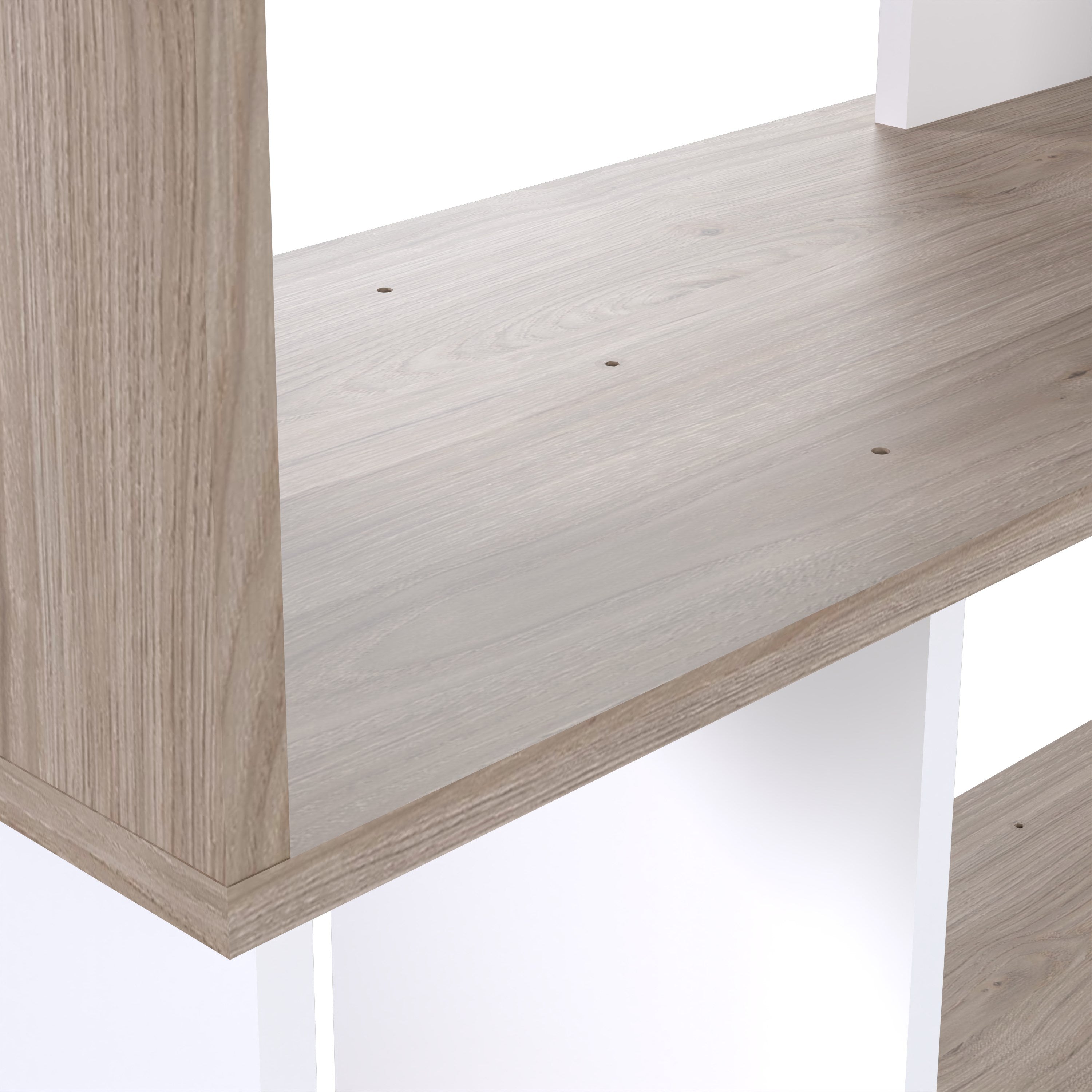 Maze Open Bookcase 4 Shelves in Jackson Hickory Oak and White – FTG, view 7