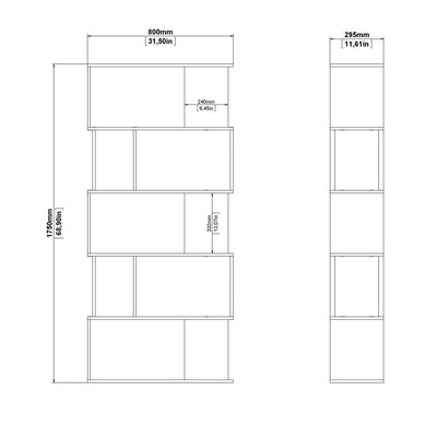 Maze Open Bookcase 4 Shelves in Jackson Hickory Oak and White – FTG, view 8