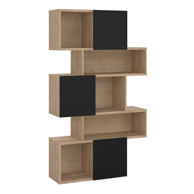 Maze Asymmetrical Bookcase with 3 Doors in Jackson Hickory and Black – FTG