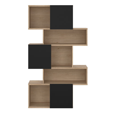 Maze Asymmetrical Bookcase with 3 Doors in Jackson Hickory and Black – FTG, view 2