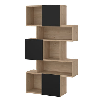 Maze Asymmetrical Bookcase with 3 Doors in Jackson Hickory and Black – FTG, view 3
